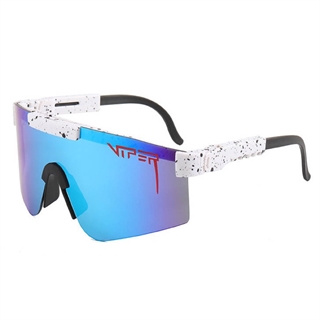 Solbriller til sport - Blåt brilleglas og hvidt brillestel